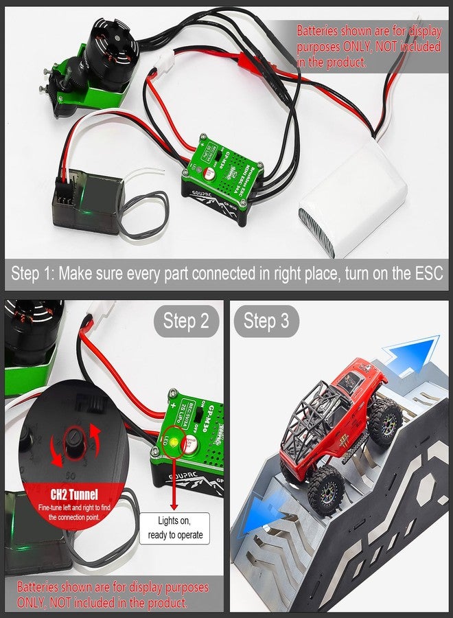 محرك GOUPRC 2204 2400KV بدون فرش خارجي الدوران مع ناقل حركة ووحدة تحكم إلكترونية صغيرة بدون فرش 30 أمبير لسيارة الزحف SCX24 التي تعمل بجهاز تحكم عن بعد من Axial بمقياس 1/24 باللونين الأسود والأخضر - Image 4